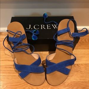 J. Crew Shoes - J.Crew Blue Suede Pom-Pom Sandals J. Crew Shoes - J.Crew Blue Suede Pom-Pom Sandals